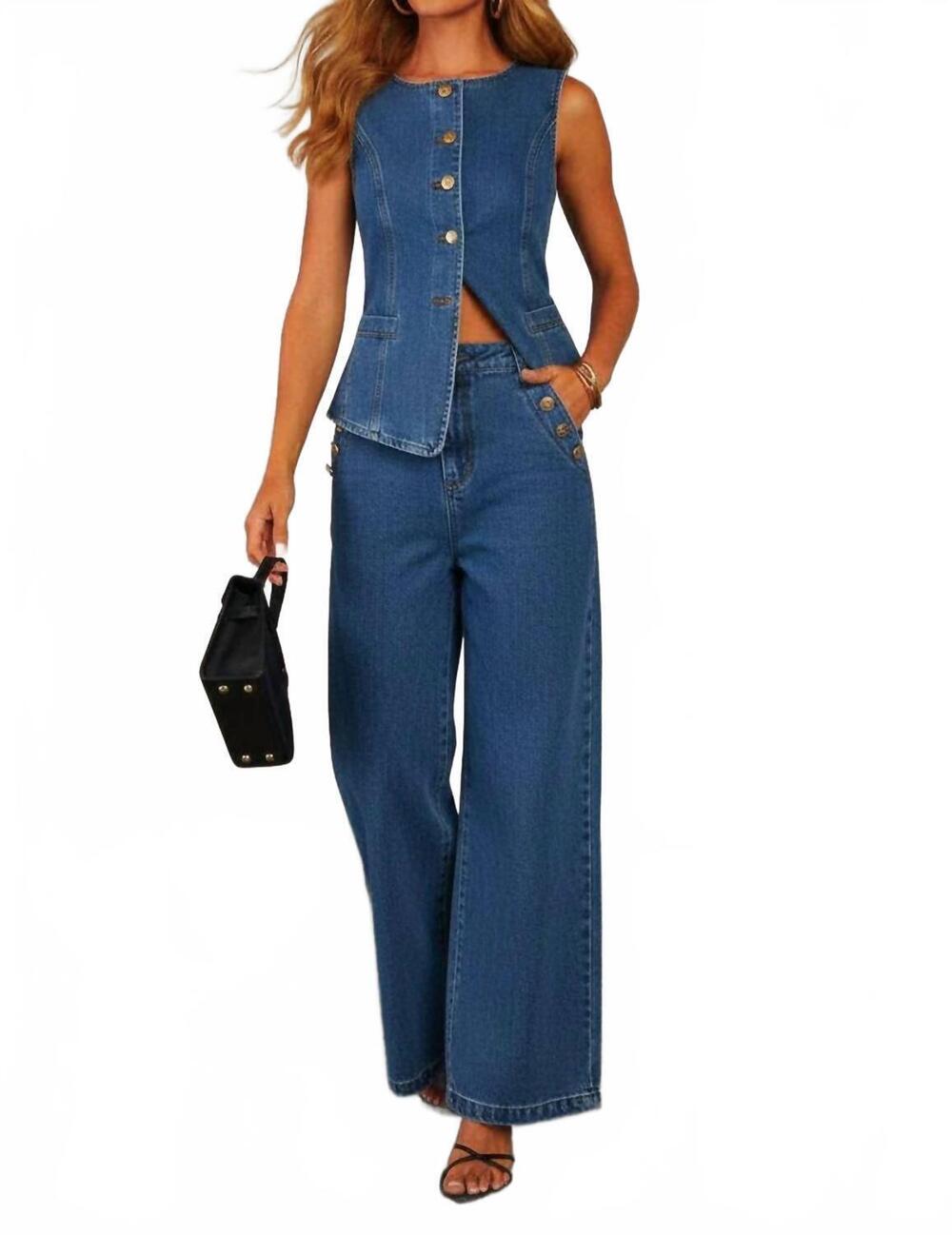 NEW EMBERLOOM structured denim vest in blue